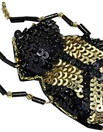 Handgemaakte Broche Scarabee Zwart detail