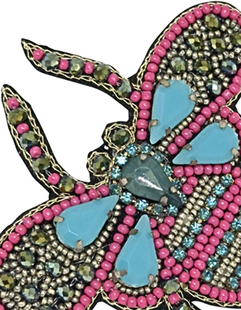 Handgemaakte Broche Vlinder Roze detail