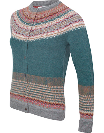 Cardigan Alpine Fair Isle Merino Lamswol Lugano detail