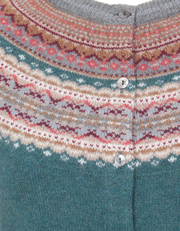 Cardigan Alpine Fair Isle Merino Lamswol Lugano detail
