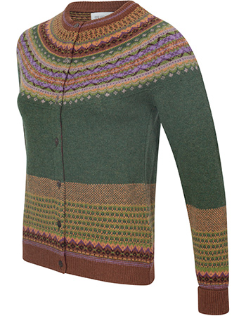 Cardigan Alpine Fair Isle Merino Lamswol Thistle detail
