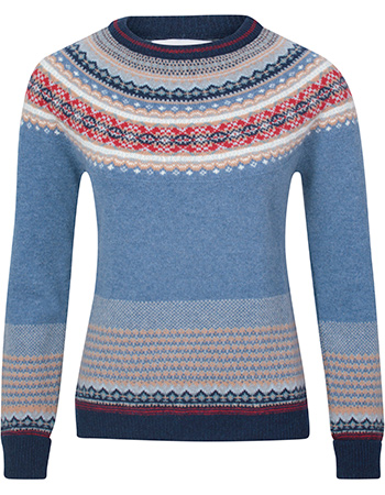 Trui Alpine Fair Isle Merino Lamswol  Blue Morning