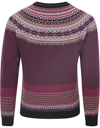 Trui Alpine Fair Isle Merino Lamswol Tyrian detail
