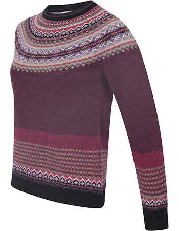 Trui Alpine Fair Isle Merino Lamswol Tyrian detail