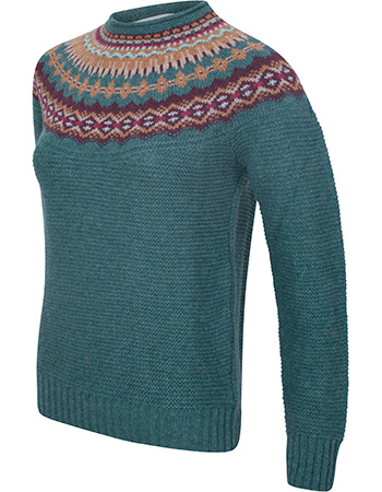 Trui Stoneybrek Merino Lamswol Velvet Woods detail