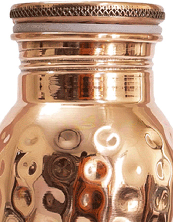 Waterfles Koper Curved Hammered  900 ml detail