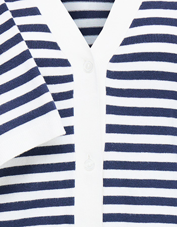 Cardigan Frmary Navy Stripe detail
