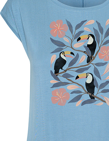 T‑shirt Timid Tucan Flowe Glacier Blue detail