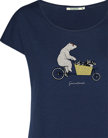 T‑shirt Bike Cargo Raccoon Navy detail