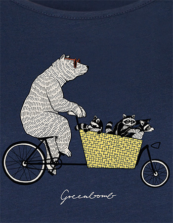 T‑shirt Bike Cargo Raccoon Navy detail