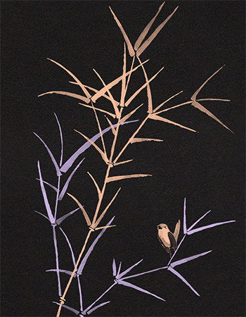 T&#8209;shirt Nature Bird Reed Zwart detail