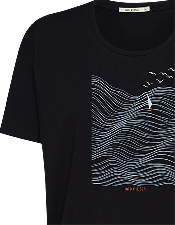 T&#8209;shirt Nature High Sea Boxy Zwart detail