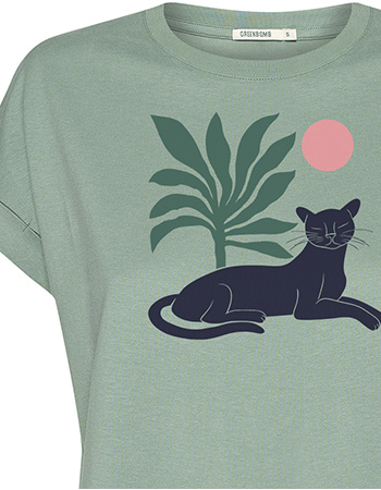 T‑shirt Looney Panther Leaves Pale Green detail