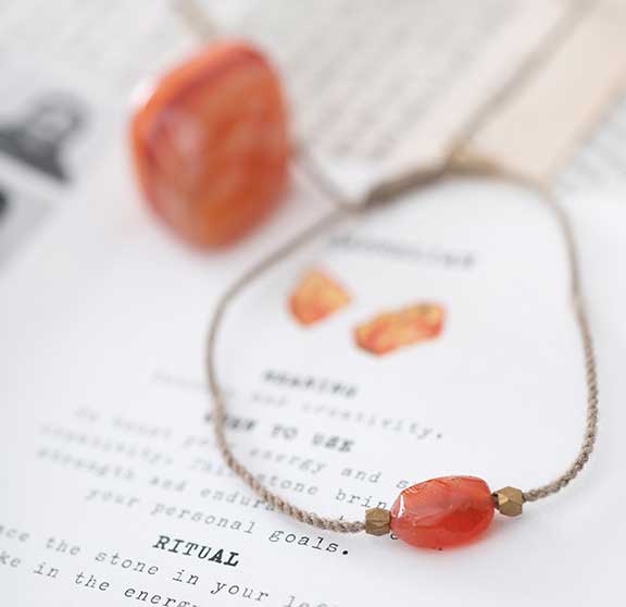 Armband Gemstone Card Carnelian Gold