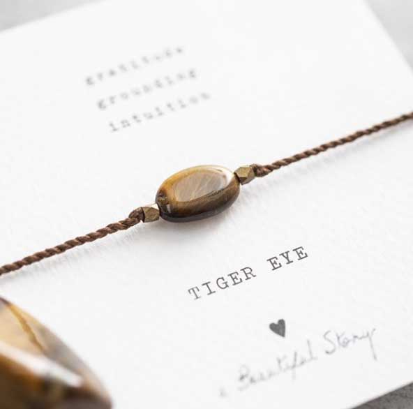 Armband Gemstone Card Tiger Eye Gold