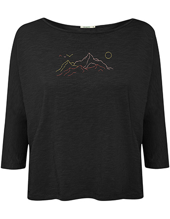 Longsleeve 3/4 Mouw Nature Contours Zwart