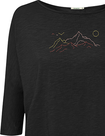 Longsleeve 3/4 Mouw Nature Contours Zwart detail