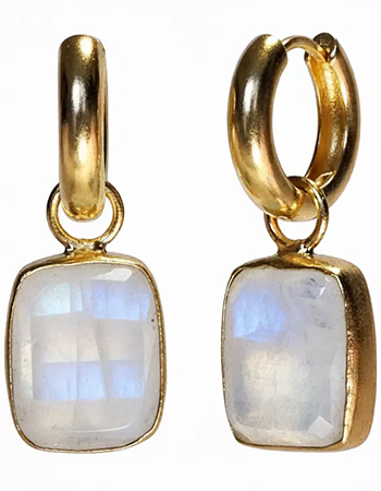 Vergulde Oorbellen Ruwe Maansteen Moonstone