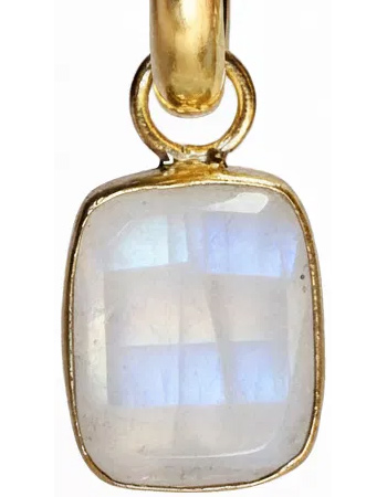 Vergulde Oorbellen Ruwe Maansteen Moonstone detail