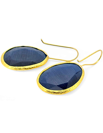 Vergulde Oorbellen Glowdrop Large Blue detail