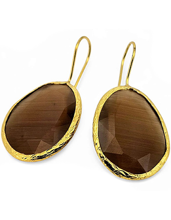 Vergulde Oorbellen Glowdrop Large Brown