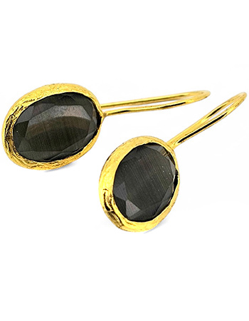 Vergulde Oorbellen Glowdrop Small Black detail