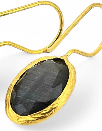 Vergulde Oorbellen Glowdrop Small Black detail