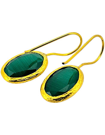 Vergulde Oorbellen Glowdrop Small Emerald