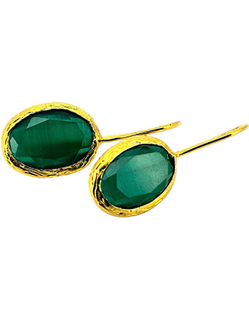 Vergulde Oorbellen Glowdrop Small Emerald detail