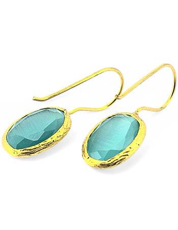 Vergulde Oorbellen Glowdrop Small Seagreen