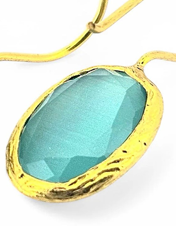 Vergulde Oorbellen Glowdrop Small Seagreen detail