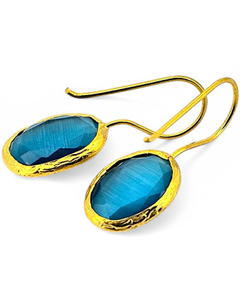 Vergulde Oorbellen Glowdrop Small Turquoise