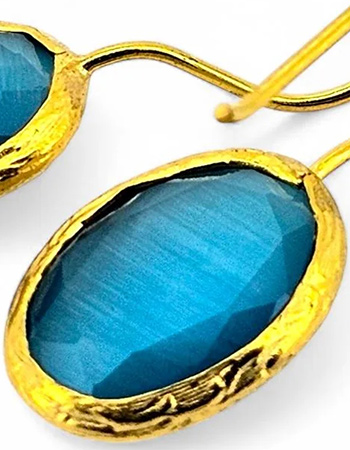 Vergulde Oorbellen Glowdrop Small Turquoise detail