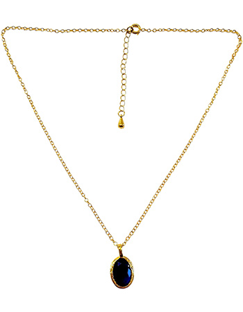 Vergulde Ketting Glow Dark Blue detail
