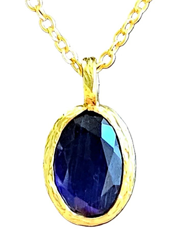 Vergulde Ketting Glow Dark Blue detail