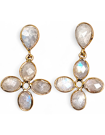 Vergulde Oorbellen Selene Moonstone