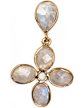 Vergulde Oorbellen Selene Moonstone detail