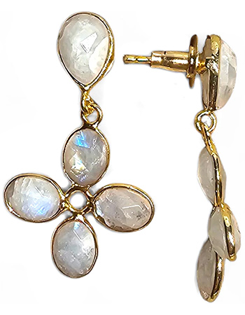 Vergulde Oorbellen Selene Moonstone detail