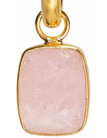 Vergulde Oorbellen Ruwe Maansteen Rose Quartz detail