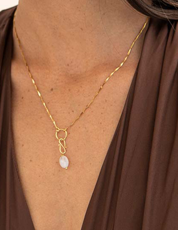 Mix And Match Hanger Rozenkwarts Gold Plated