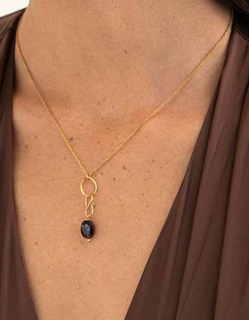 Mix And Match Hanger Zwarte Onyx Edelsteen Gold Plated