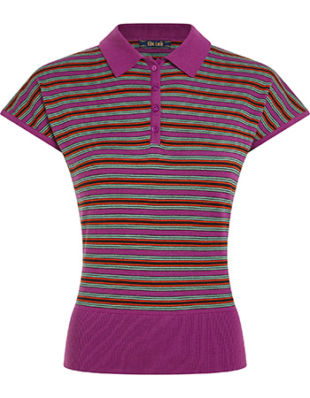 T&#8209;shirt Ann Polo Bee Stripe Purple