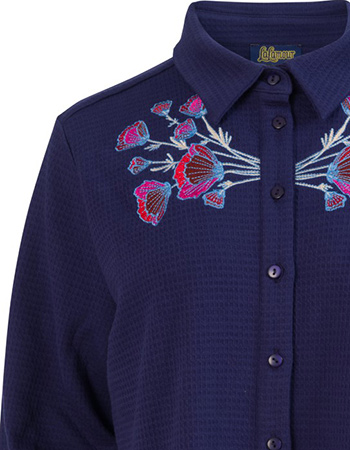 Blouse Amy Flower Waffle Blue detail