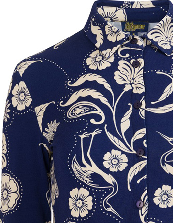 Blouse Sill Birds Of Paisley Blue detail