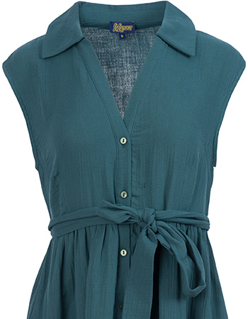 Jurk Nikki Crinkle Petrol detail