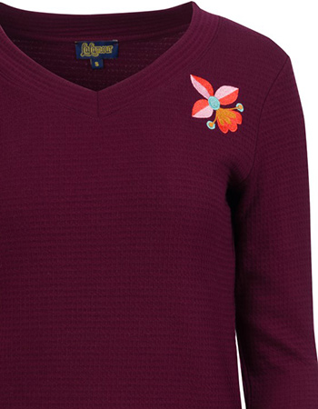 Longsleeve Kelly Waffle Bordeaux detail