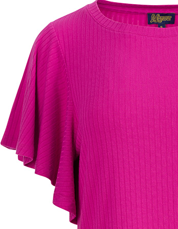 Top Sophie Butterfly Sleeve Rib Fuchsia detail