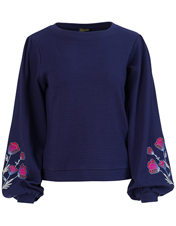 Trui Catchy Flower Waffle Blue