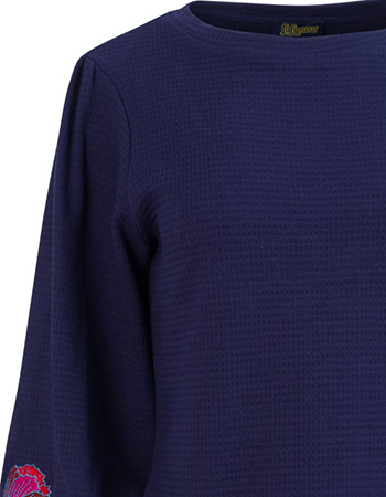 Trui Catchy Flower Waffle Blue detail