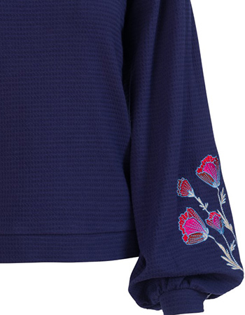 Trui Catchy Flower Waffle Blue detail